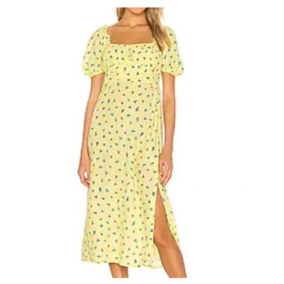Faithfull the Brand Dresses & Skirts - Faithfull the Brand Bette Midi Dress Luda Floral Yellow Medium Cottagecore E27